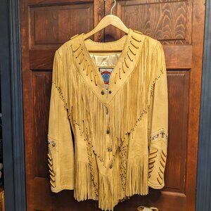 Hand Crafted Ceremonial Leather Fringe Jacket - High Quality - Bead Work